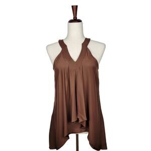 Chasensully Mocha 100% Silk Asymmetrical Tank - Size S